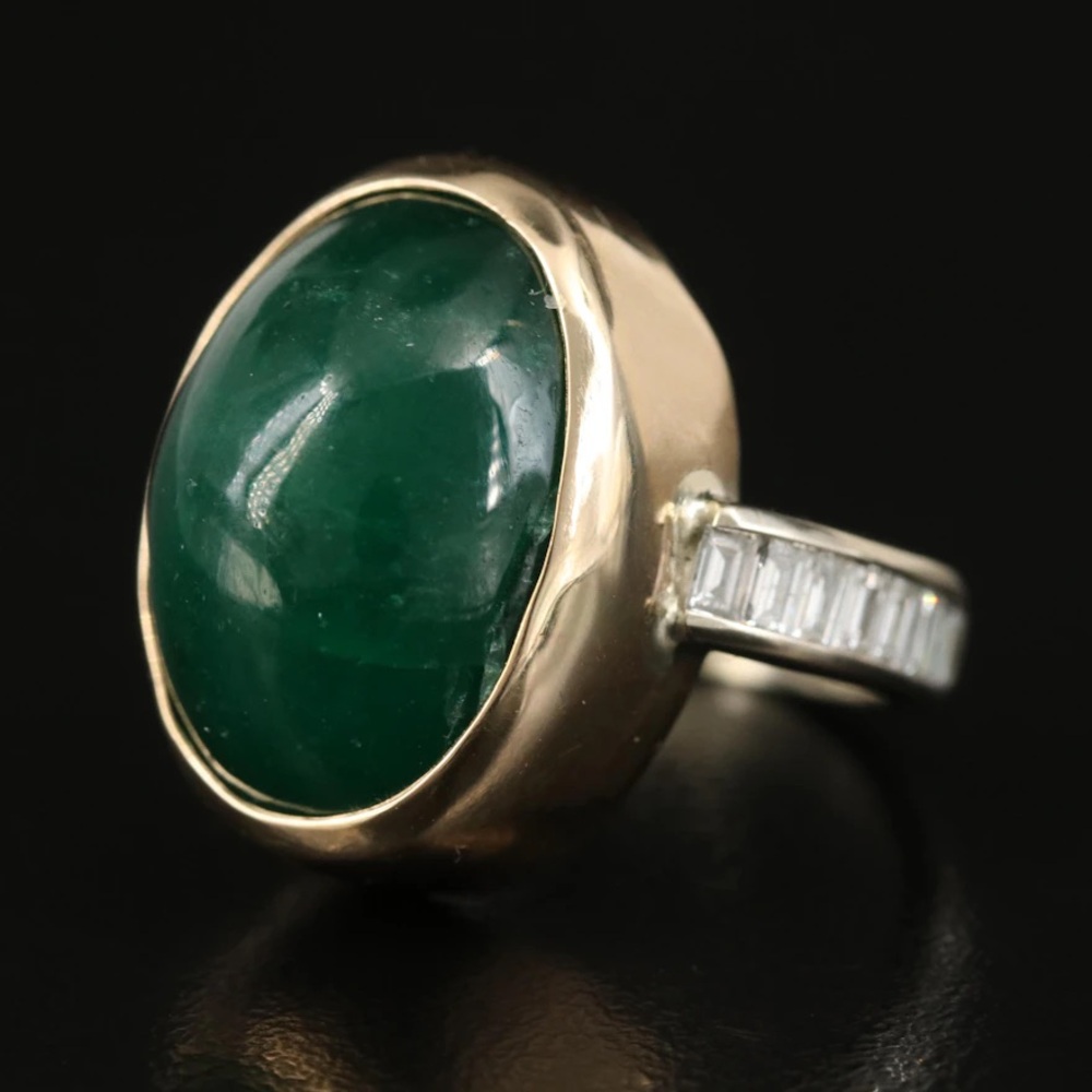 14K 24.10 CT Emerald and Diamond Ring. Currently a size 4.
